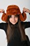 Tile Plush Furry Girl's Beret Hat with Earflaps and Snap Fasteners - 7