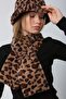 Brown Leopard Soft Textured Plush Neck Collar & Hat Set of 2 - 4