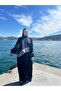 Hijab Stylish and High Quality Dubai Silk Shawl Abaya Ferace Gray Tassel Detailed Length 150 cm - 6