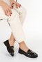 Women's Tassel and Buckle Detailed Loafer 4058 Black - 2