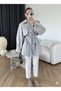 Women's Short Trench Coat with Cape Detail and Four Buttons with Belt