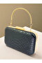 Black Color Anaconda Patterned Matte Stylish and Luxurious Women's Evening Dress Bag - 2