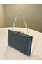 Black Color Anaconda Patterned Matte Stylish and Luxurious Women's Evening Dress Bag - 2