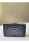 Black Color Anaconda Patterned Matte Stylish and Luxurious Women's Evening Dress Bag - 3