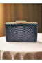 Black Color Anaconda Patterned Matte Stylish and Luxurious Women's Evening Dress Bag - 3