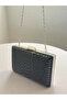 Black Color Anaconda Patterned Matte Stylish and Luxurious Women's Evening Dress Bag - 6