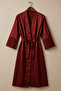 Burgundy Satin Lace Detailed Premium Nightgown & Robe Set – Special Boxed - 5
