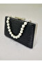 Black Color Anaconda Patterned Matte Stylish and Luxurious Women's Evening Dress Bag - 4