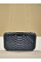 Black Color Anaconda Patterned Matte Stylish and Luxurious Women's Evening Dress Bag - 6