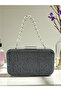 Black Silver Color Pearl Handle Glitter Wire Wrapping Women's Evening Dress Bag - 3