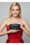 Black Color Anaconda Patterned Matte Stylish and Luxurious Women's Evening Dress Bag