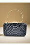 Black Color Anaconda Patterned Matte Stylish and Luxurious Women's Evening Dress Bag - 3