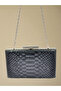 Black Color Anaconda Patterned Matte Stylish and Luxurious Women's Evening Dress Bag - 7