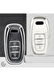 Audi Compatible A1, A3, A4, A5, A6, A7, A8, Q3, Q5, Q7, S4, S5, S6, S7, S8, R8, Tt Silver Edge Tpu Key Case Cover (White) - 6