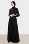 STONE DETAILED BELLOWED EVENING DRESS 50222 - 2