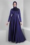 STONE EMBROIDERED DRAPE DETAILED EVENING DRESS 50352