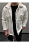 Unisex Regular Fit Pocket Detailed Buttoned Plush Jacket - 6