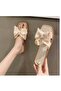 Fairy Style Bowknot Wedge Flip Flops Size 36–37 Soft Sole Outdoor Sandals - 2