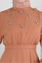 STONE EMBROIDERED BALLOON SLEEVE DRESS 43590 - 4