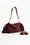 Abelia Burgundy Suede Tasseled Women's Shoulder Bag