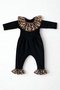 Baby Girl Leopard Collared Snap Detailed Salopet Newborn Jumpsuit - 6