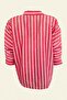 Blue Embroidered Red Striped Oversize Shirt - 3