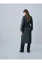 Oversize Coat with Brooch and Large Pockets Dark Gray - 3