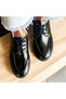 Black Wrinkled Patent Leather Genuine Leather Women's Daily Comfortable Lace-Up Shoes - 4