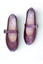 Burgundy Blackened Genuine Leather Round Toe Buckle Women's Ballerinas