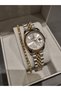 Yellow Metallic Steel Bracelet Calendar Women's Wrist Watch+Gift Bracelet - 3