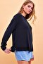 Women's Sarah Crew Neck Basic Knit Sweater - Navy Blue - 4