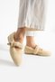 Women's Beige Wool Buckle Winter Ballerina Shoes for Home and Outdoor Use - 7