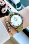 Original Women's Wristwatch, Cut Glass Waterproof Gold Color Steel Band - Bracelet Gift Dkby2049C2 - 5