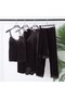 Velvet Lace Four-Piece Nightgown and Dressing Gown Set Black 44444 - 2
