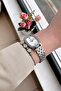 Oval Stone Case Waterproof Women Wristwatch Silver Color Steel Band Gift Bracelet Dkby2032C4 - 5