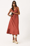 Women's Twisted Strap 100% Linen Dress - Tile - 2