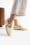 Women's Beige Wool Buttoned Winter Ballerina Shoes for Home and Outdoor Use - 7