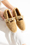 Women's Mink Wool Buttoned Winter Ballerina Shoes for Home and Outdoor Use