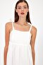 Women's Mia Strap Long Dress 100% Cotton - Ecru - 3