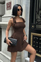 Brown Tie-Detail Bow-Strap Dress 7081 - 5