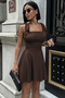 Brown Tie-Detail Bow-Strap Dress 7081 - 3