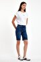 Women's Gabriel Dark Blue Regular Fit Jean Shorts - Dark Blue - 2