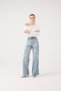 Women's Blue High Waist Wide Leg Carino Jean - 6