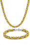 Men's Gold-Silver Steel 5 mm King Model Necklace Bracelet Set