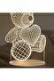 Teddy Bear Style 3D LED Lamp White - 3