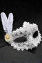 White Color Feather Lace Eyes Stones Prom Party Mask