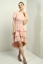 Women's Double Breasted Collar Back Zipper Katkat Pleated Chiffon Dress - 3
