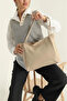 Beige Large Size Women's Shoulder and Shoulder Bag with Zipper - Stylish and Modern Design - 3