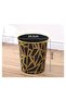 Black Plastic Trash Can 26×24.5 cm Gold-Edged Pattern - 2