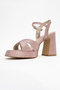 LELLO Pink Striped Women's Platform Heeled Shoes - 4